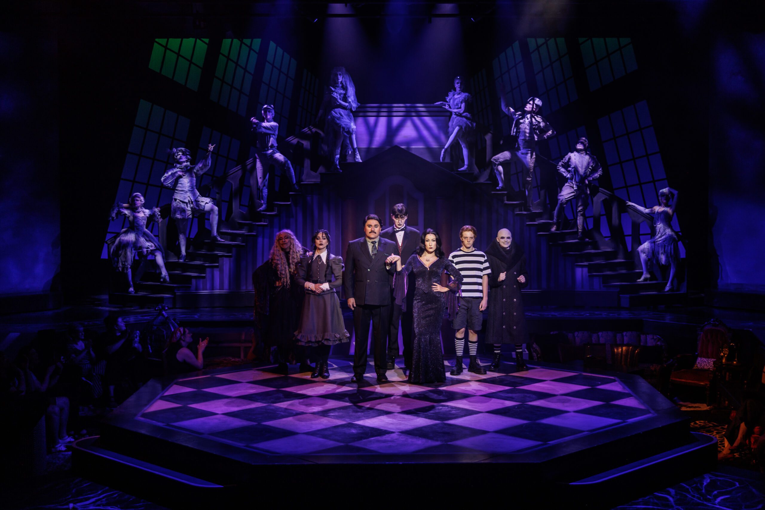 Bonnie Whitlock as Grandma Addams (TThS), Sylvia Henderson as Wendesday (TThS), Ben Henderson as Gomez (Single Cast), Thomas Wood as Lurch (Single Cast), Ashley Gardner Carlson as Morticia (WThS), Brigham Ker as